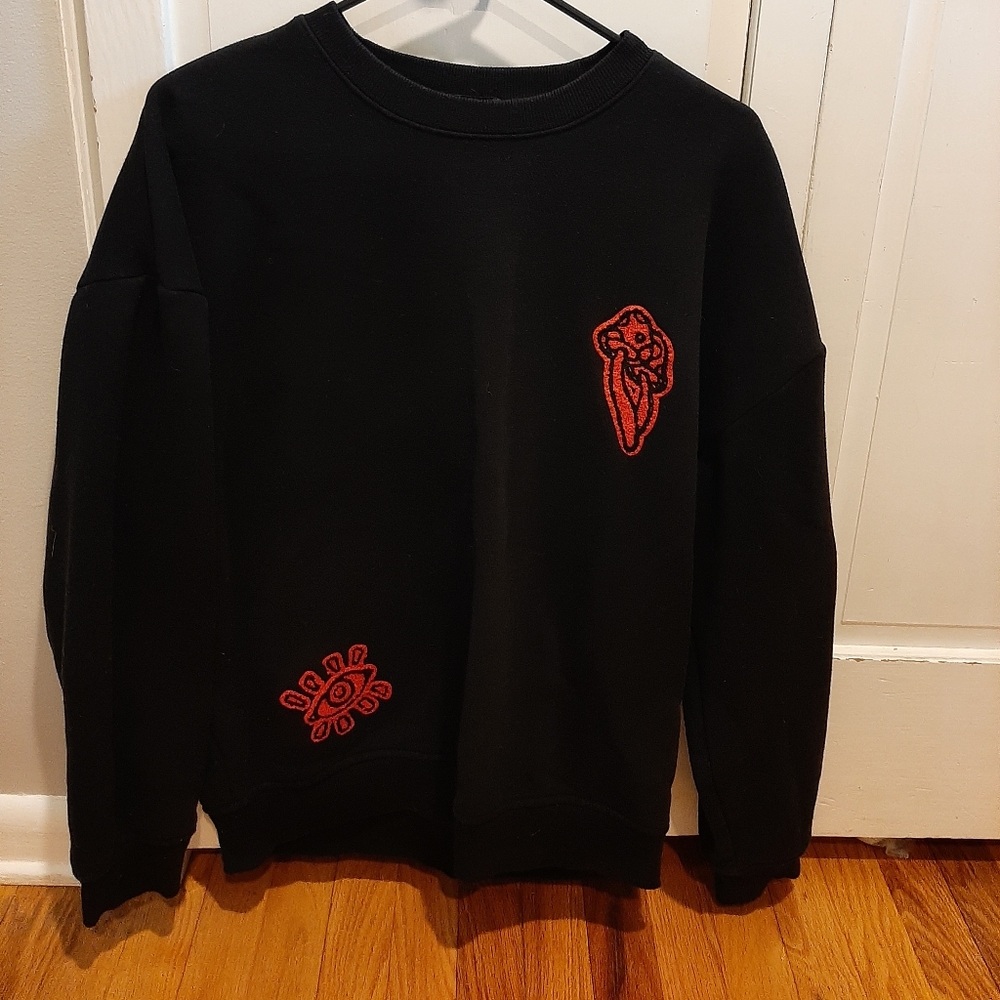 red and black sweater